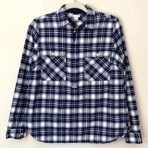 J. Crew Plaid Half Zip Front Shirt Jacket Shacket Flannel Fall Pullover